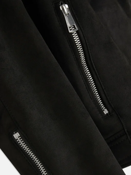 Faux Suede Biker Jacket