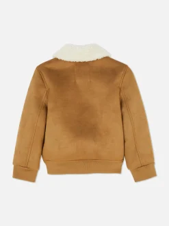 Faux Suede Bomber Jacket