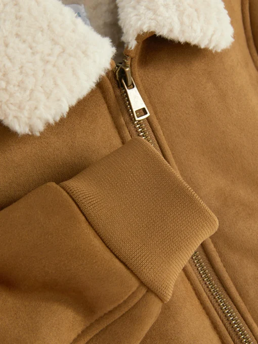 Faux Suede Bomber Jacket