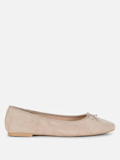 Faux Suede Bow Ballerinas
