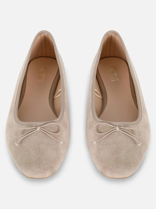Faux Suede Bow Ballerinas