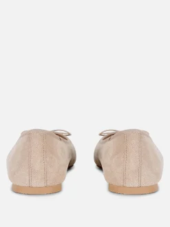 Faux Suede Bow Ballerinas