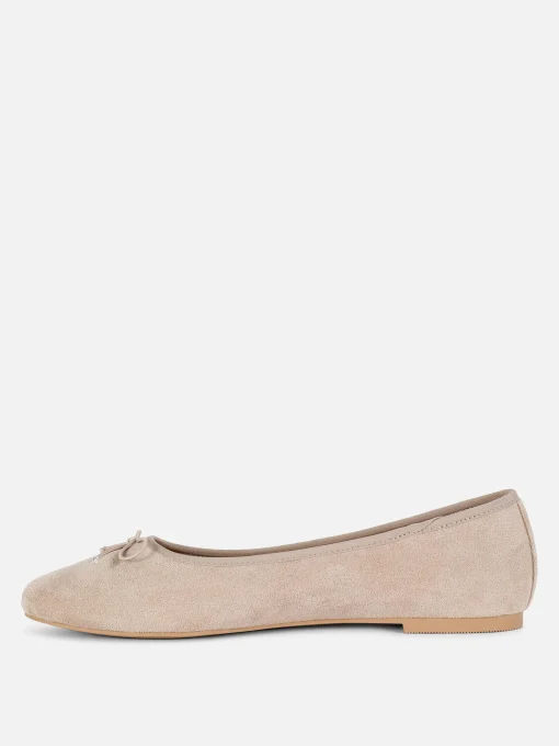 Faux Suede Bow Ballerinas