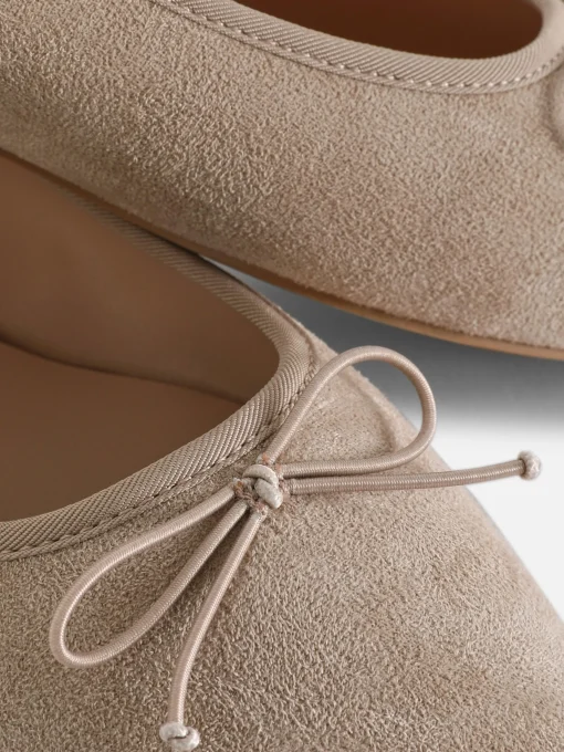 Faux Suede Bow Ballerinas