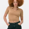 Fine Knit Collared Short Sleeve Top