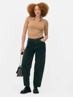 Fine Knit Collared Short Sleeve Top