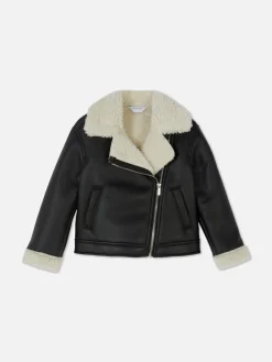 Fleece Trim Biker Jacket