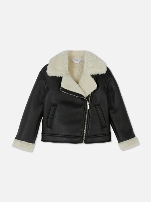 Fleece Trim Biker Jacket