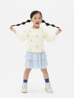 Floral Embroidered Cable Knit Sweater