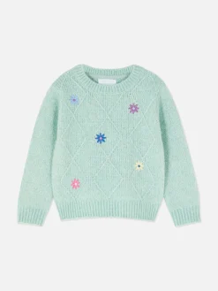 Floral Embroidered Knit Sweater