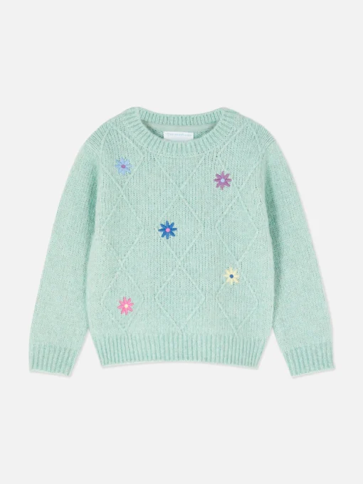 Floral Embroidered Knit Sweater