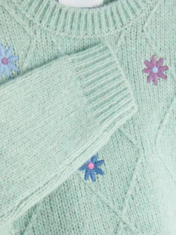 Floral Embroidered Knit Sweater