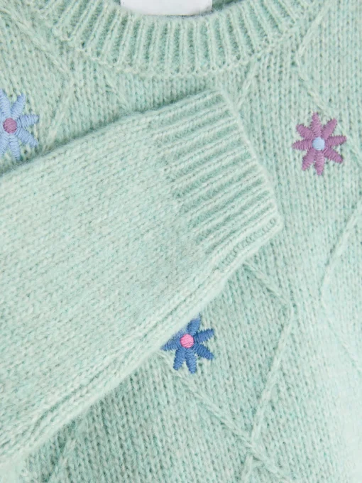 Floral Embroidered Knit Sweater