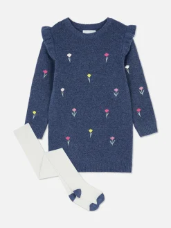 Floral Embroidered Knitted Dress