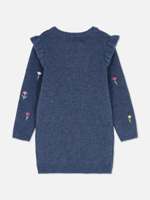 Floral Embroidered Knitted Dress