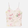 Floral Satin Cropped Cami Pajama Top