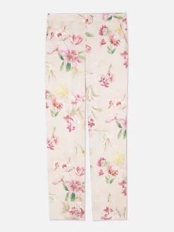 Floral Satin Straight Pajama Bottoms