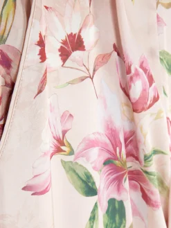 Floral Satin Straight Pajama Bottoms