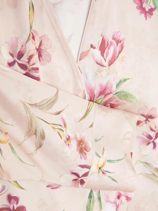Floral Satin V-Neck Pajama Top