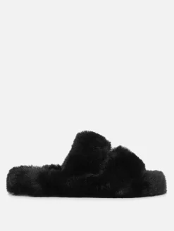 Fluffy Double Strap Slippers