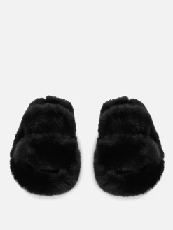 Fluffy Double Strap Slippers