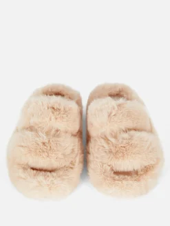 Fluffy Double Strap Slippers