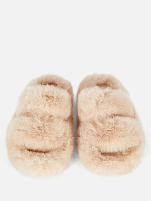 Fluffy Double Strap Slippers