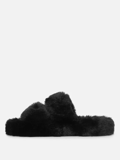 Fluffy Double Strap Slippers