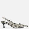 Geometric Print Slingback Kitten Heels