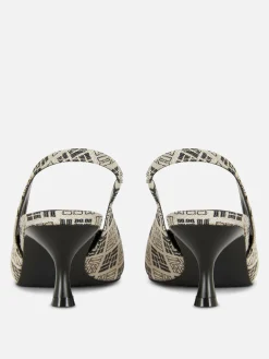 Geometric Print Slingback Kitten Heels