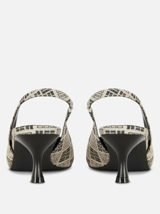 Geometric Print Slingback Kitten Heels