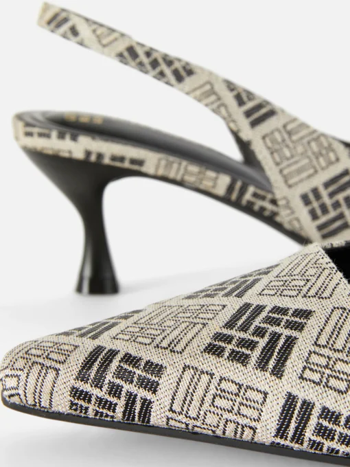 Geometric Print Slingback Kitten Heels