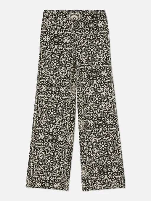 Geometric Print Wide Leg Pants