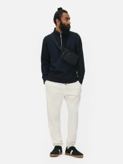Geometric Textured Quarter-Zip Sweatshirt