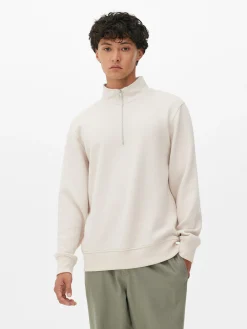 Geometric Textured Quarter-Zip Sweatshirt