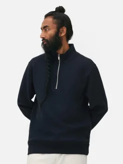Geometric Textured Quarter-Zip Sweatshirt