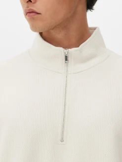 Geometric Textured Quarter-Zip Sweatshirt