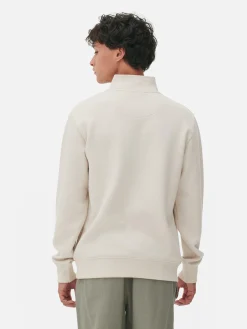 Geometric Textured Quarter-Zip Sweatshirt