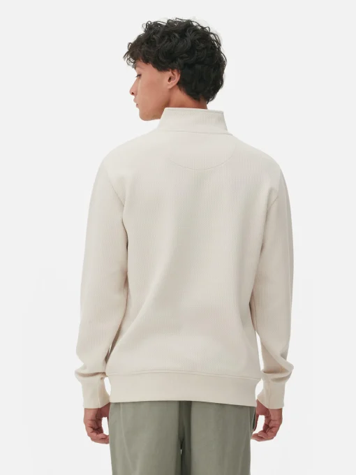 Geometric Textured Quarter-Zip Sweatshirt
