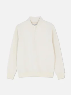 Geometric Textured Quarter-Zip Sweatshirt