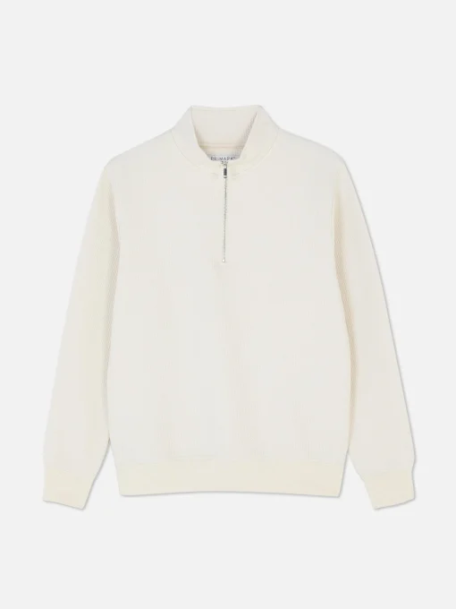 Geometric Textured Quarter-Zip Sweatshirt