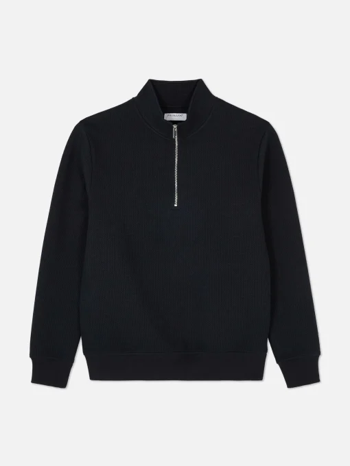 Geometric Textured Quarter-Zip Sweatshirt