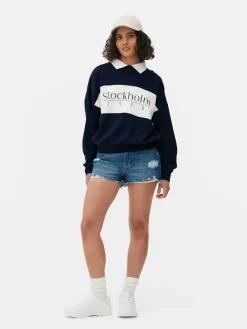 Graphic Collared Sweatshirt