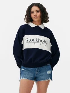 Graphic Collared Sweatshirt