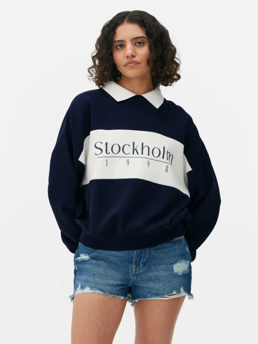 Graphic Collared Sweatshirt
