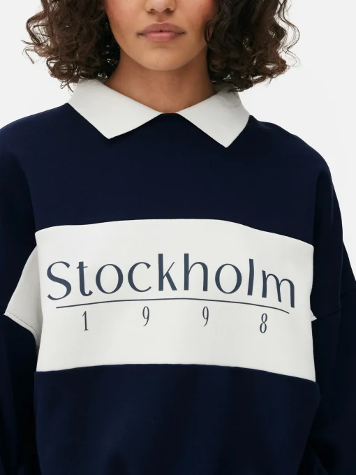 Graphic Collared Sweatshirt