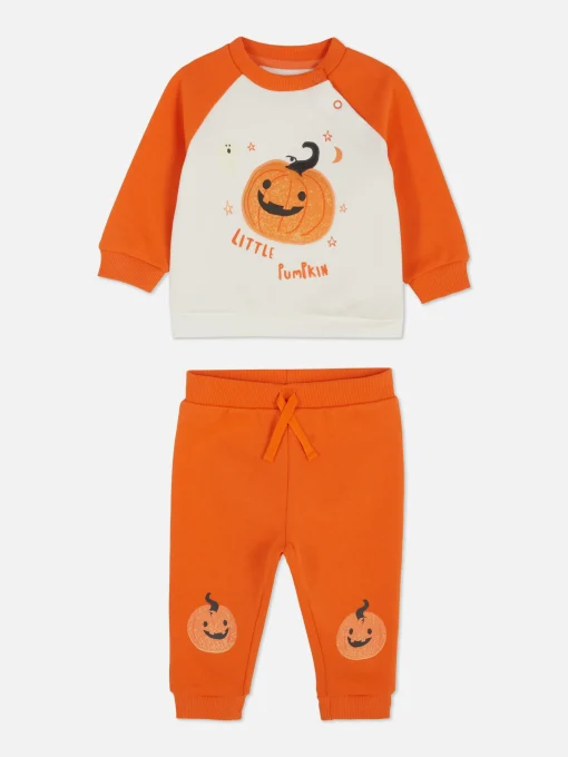 Halloween Pumpkin Sweatshirt And Joggers Set