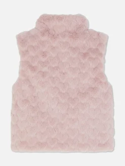 Heart Texture Faux Fur Vest