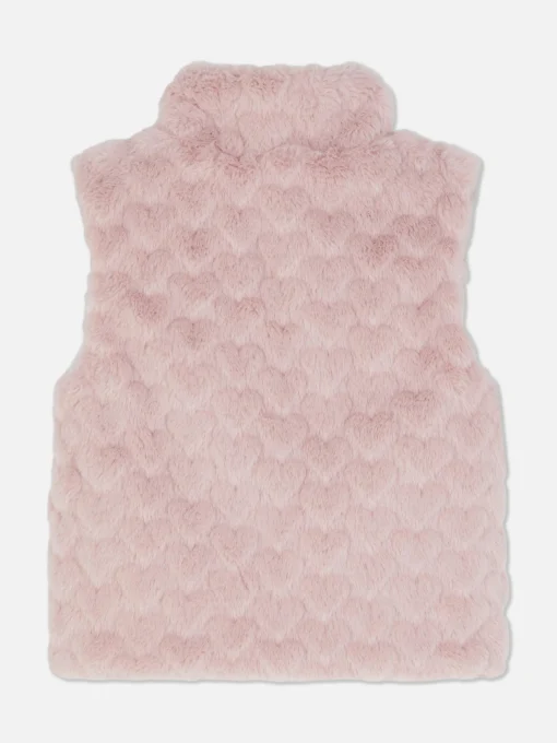 Heart Texture Faux Fur Vest