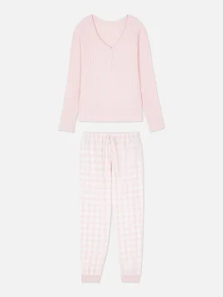 Henley Top And Printed Pants Pajamas